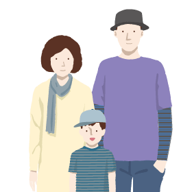 父親と母親と息子のイラスト