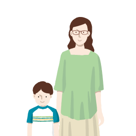母親と息子のイラスト