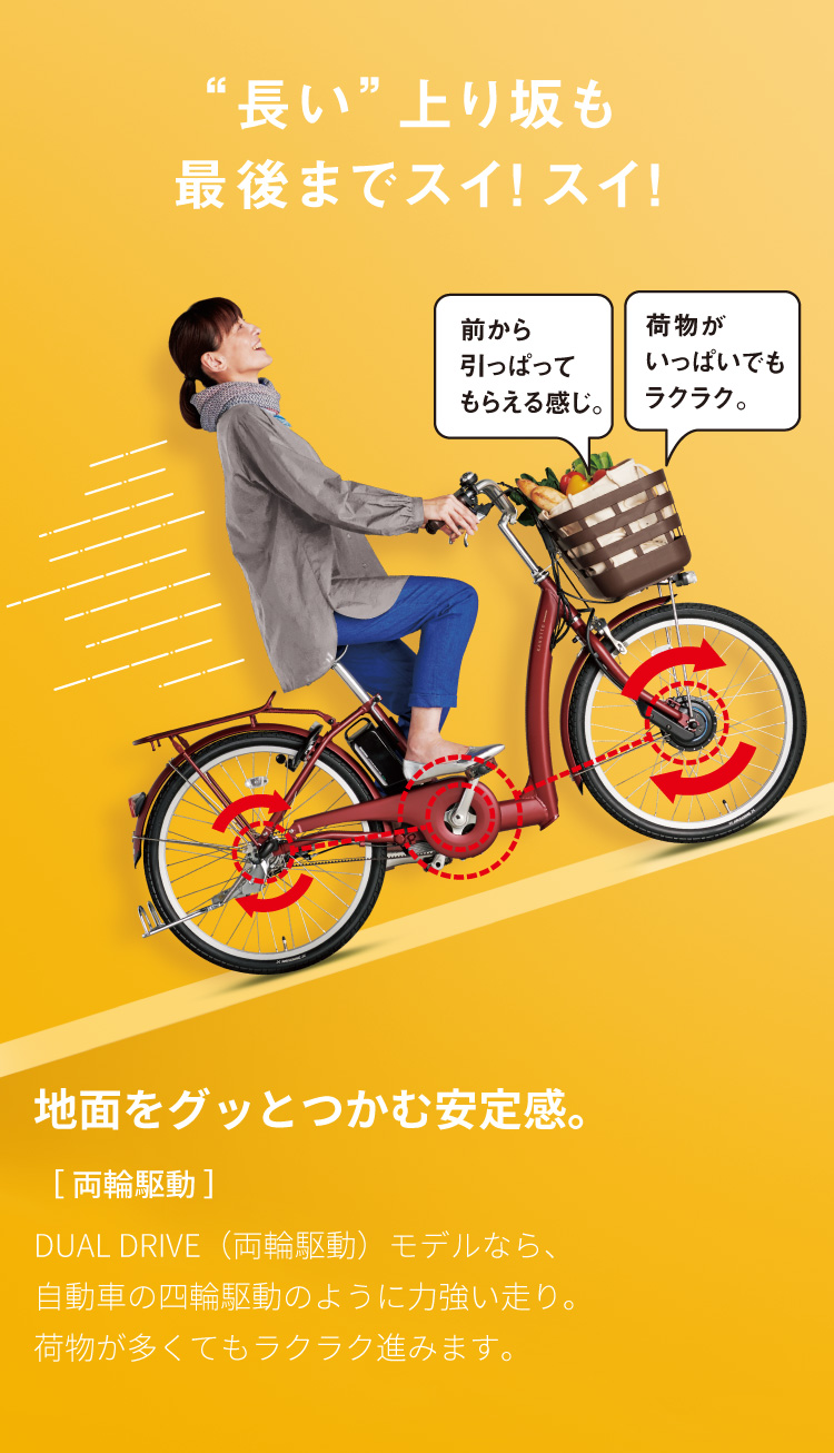 ブリヂストンの両輪駆動は 走りながら自動充電 ブリヂストンサイクル株式会社