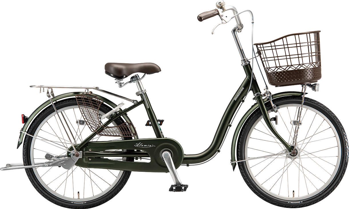 買い物向け自転車 アルミーユ ミニ T.Yジェードオリーブ(ツヤ消しカラー)/点灯虫モデル色の写真