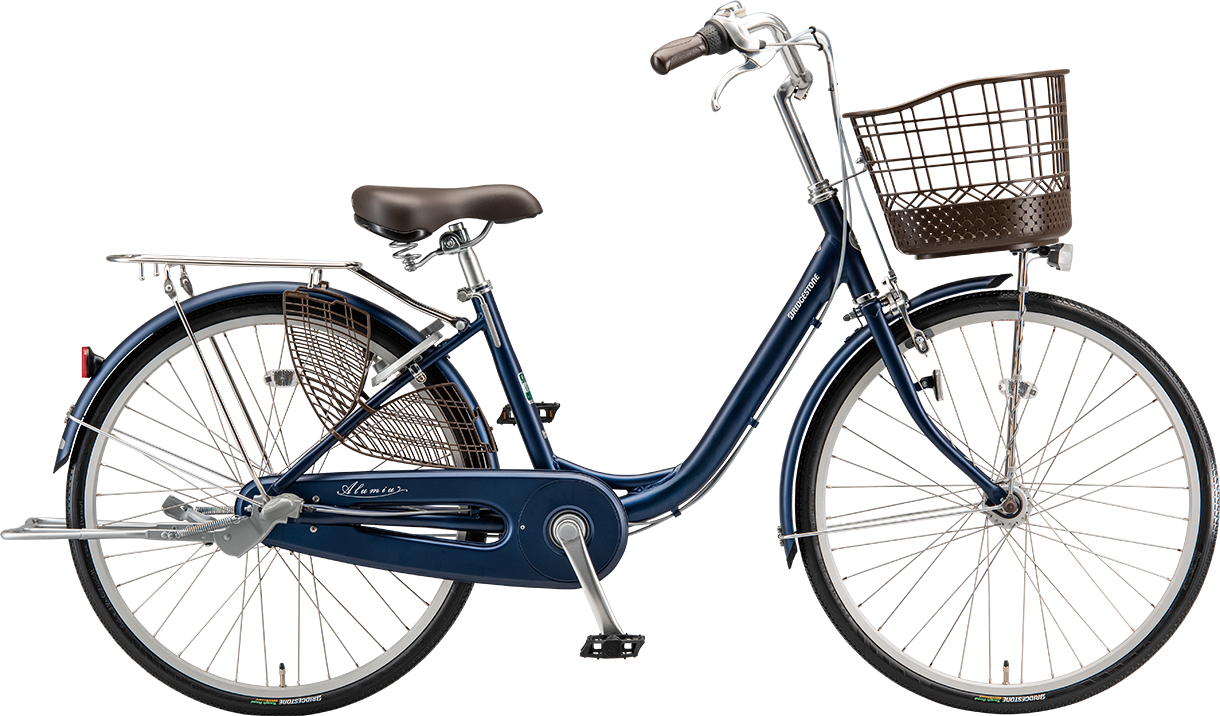 買い物向け自転車 アルミーユ T.Xサファイヤブルー(ツヤ消しカラー)/チェーン/点灯虫モデル色の写真