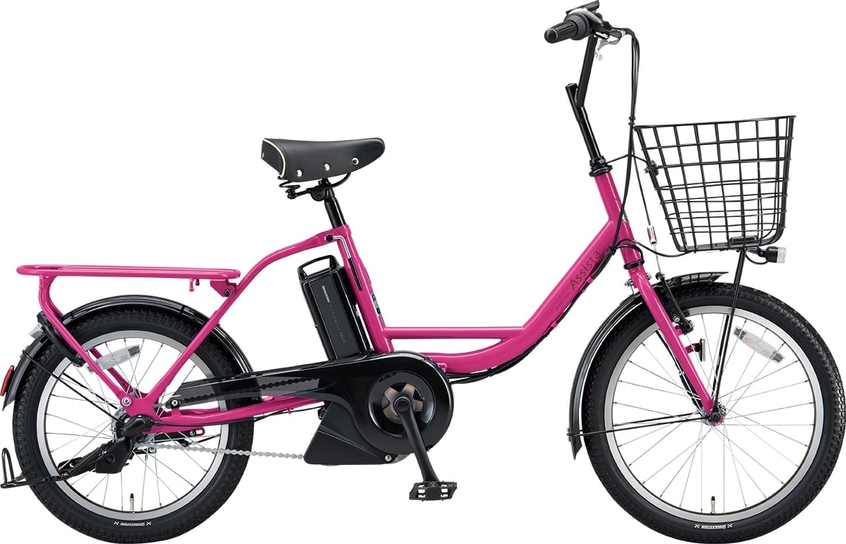 買い物向け電動アシスト自転車 アシスタファインミニ E.Xチェリーピンク色の写真