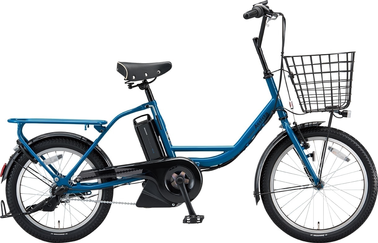 買い物向け電動アシスト自転車 アシスタファインミニ E.Xティールブルー色の写真