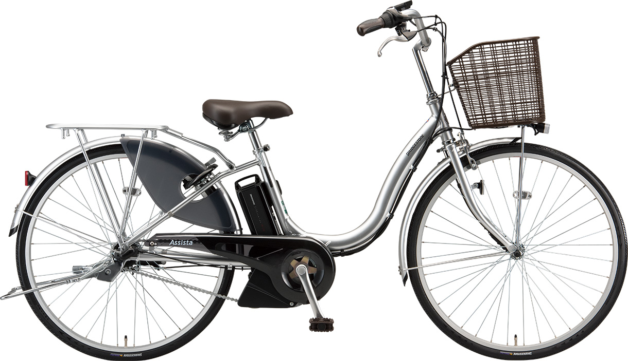 買い物向け電動アシスト自転車 アシスタU LT M.XRシルバー色の写真
