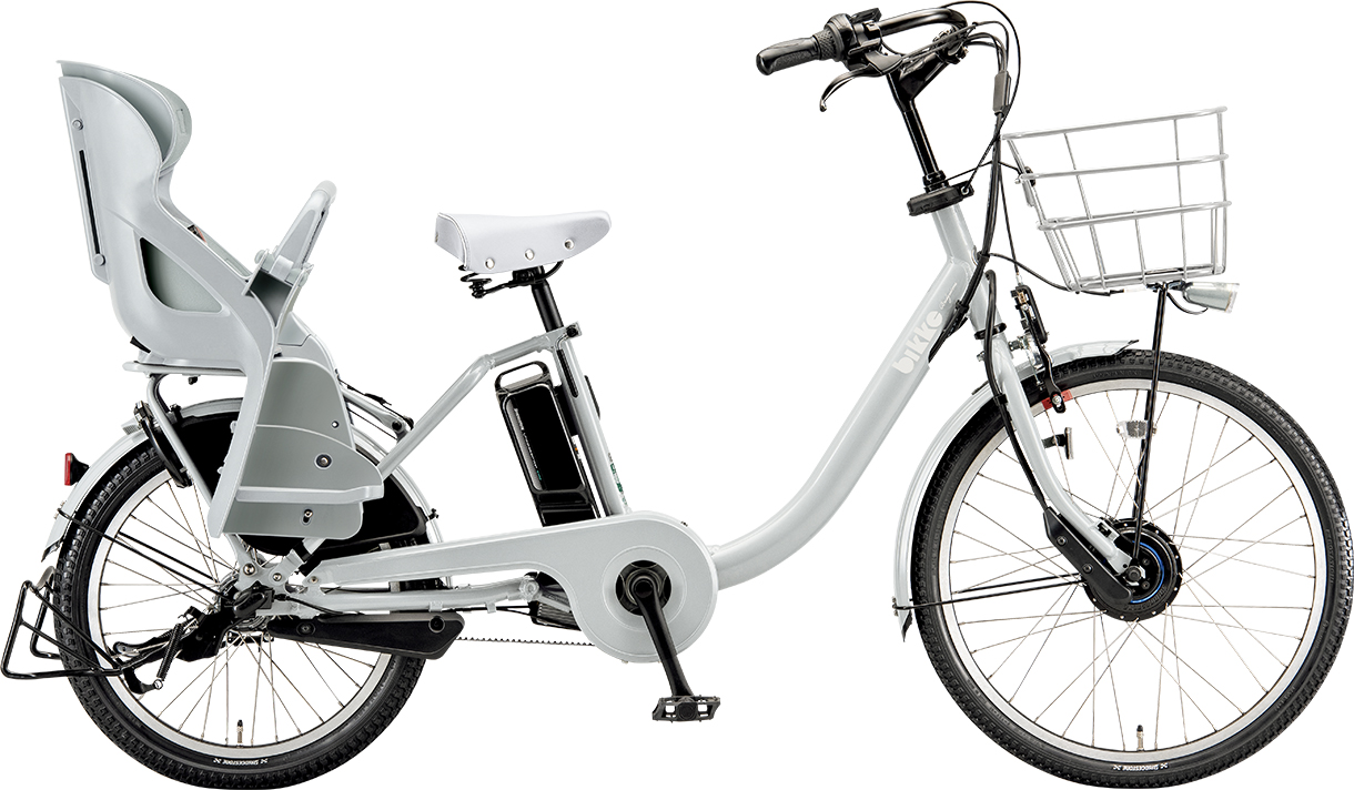 子ども乗せ電動アシスト自転車 ビッケ モブ dd E.XBKブルーグレー／クッションカラー：モブ（ブルーグレー）色の写真