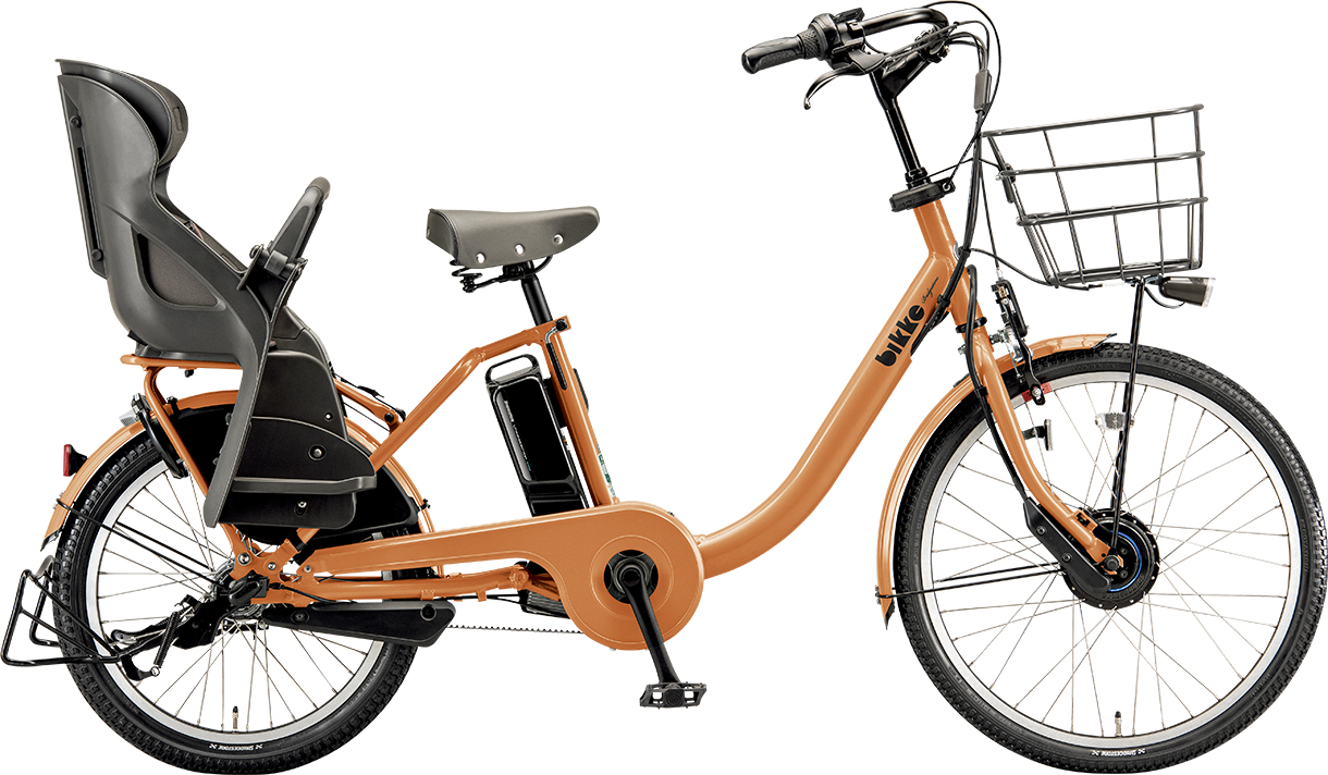 子ども乗せ電動アシスト自転車 ビッケ モブ dd E.Xオークルオレンジ／クッションカラー：モブ（ダークグレー）色の写真