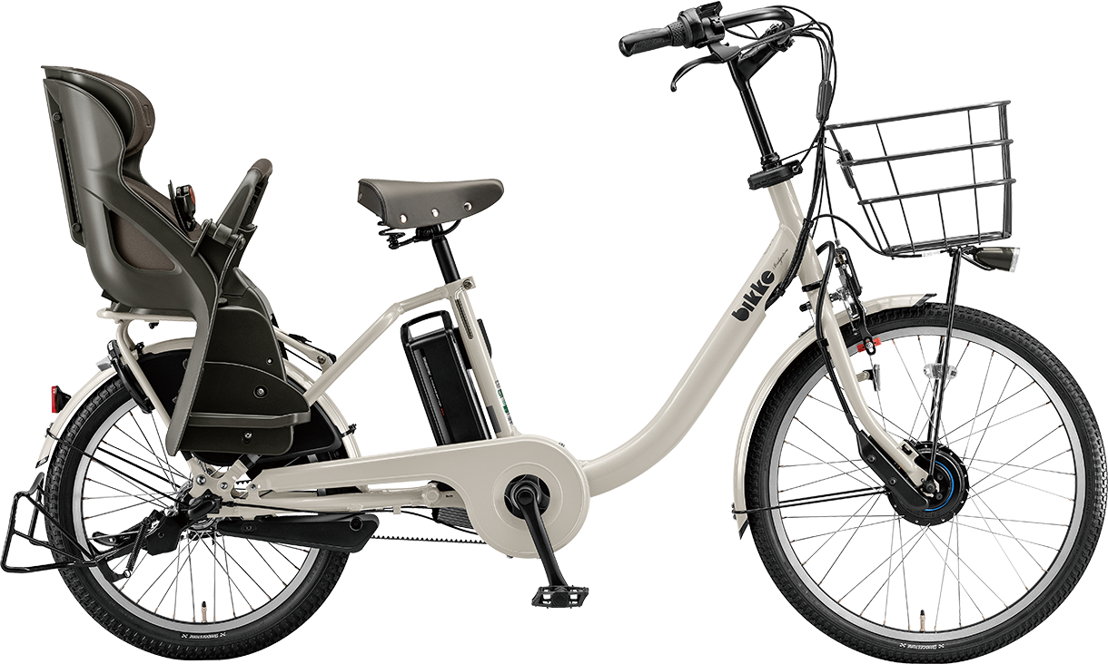 子ども乗せ電動アシスト自転車 ビッケ モブ dd P.コットングレー/クッションカラー:モブ(ダークグレー)色の写真
