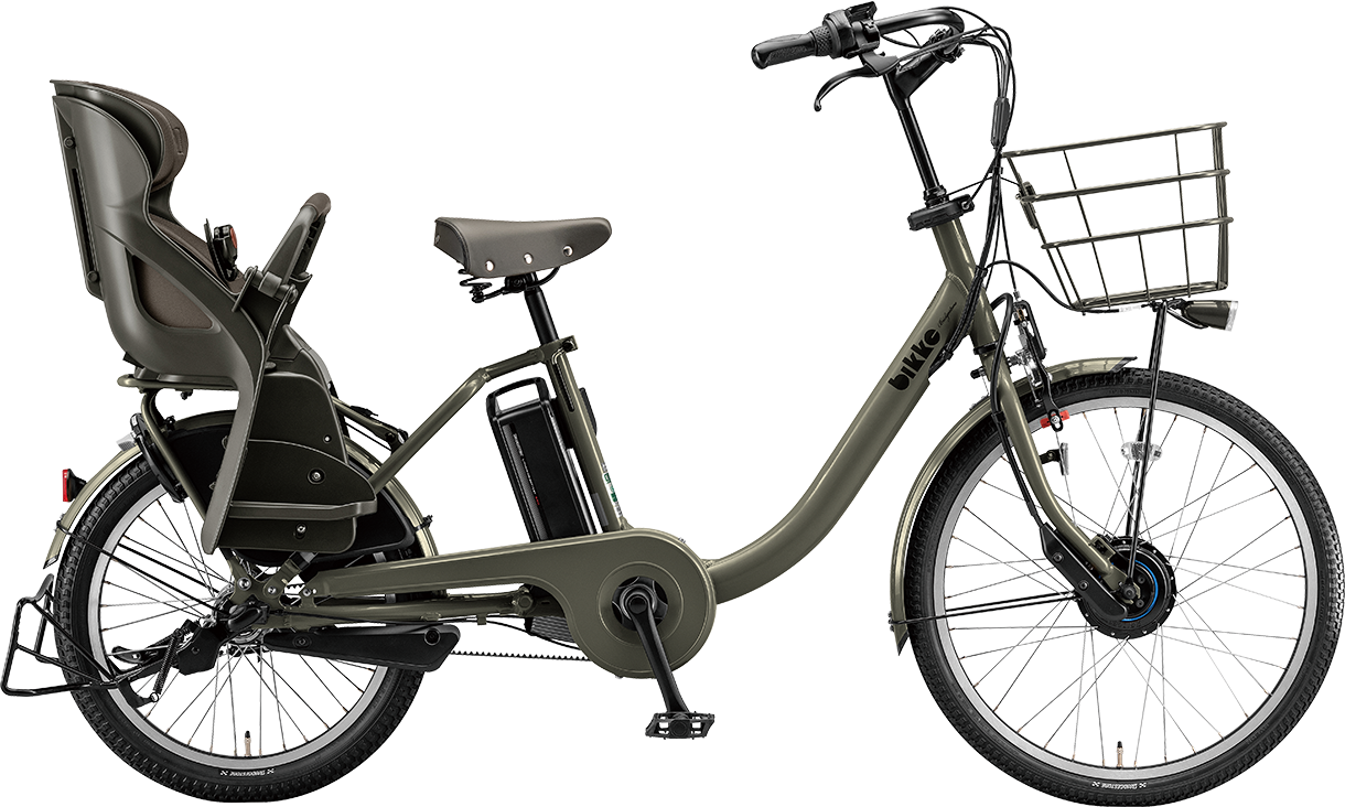 子ども乗せ電動アシスト自転車 ビッケ モブ dd E.BKダークグレー/クッションカラー:モブ(ダークグレー)色の写真
