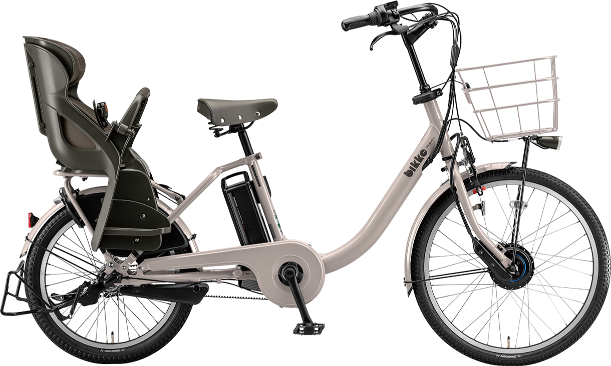 子ども乗せ電動アシスト自転車 ビッケ モブ dd E.モルベージュ/クッションカラー:モブ(ダークグレー)色の写真