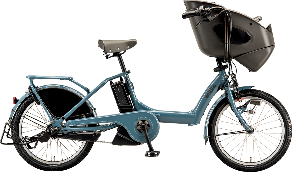 子ども乗せ電動アシスト自転車 ビッケ ポーラー e E.Xグリーンアッシュ／クッションカラー：モブ（ダークグレー）色の写真