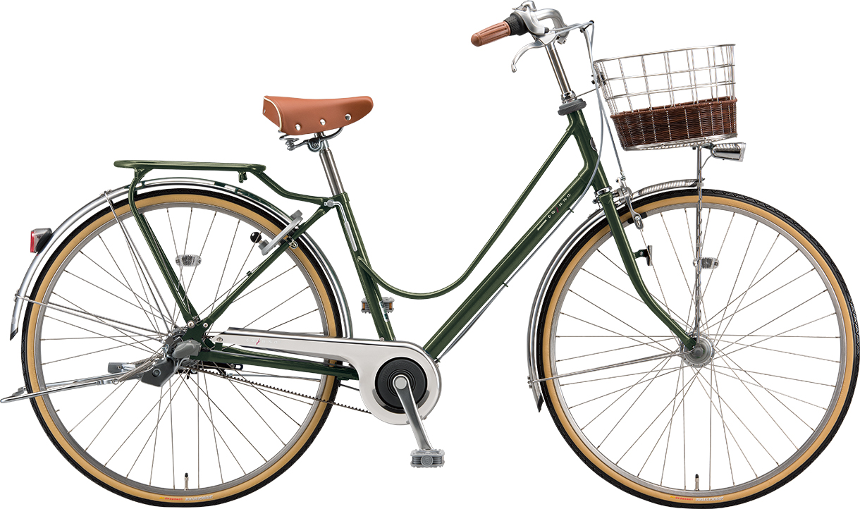 通学・通勤向け自転車 カジュナ ベーシックライン E.Xダークオリーブ／デラックスモデル（ベルト）色の写真