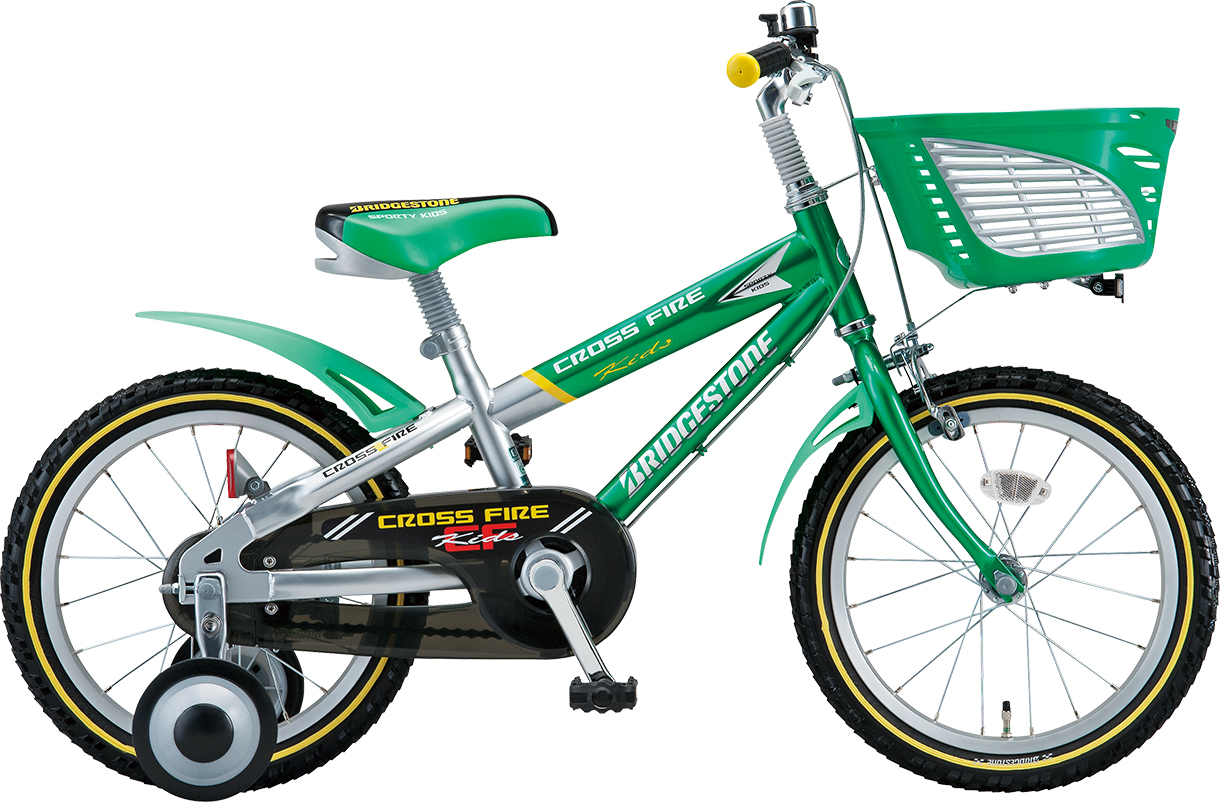 子ども用自転車 クロスファイヤーキッズ  グリーン＆シルバー色の写真