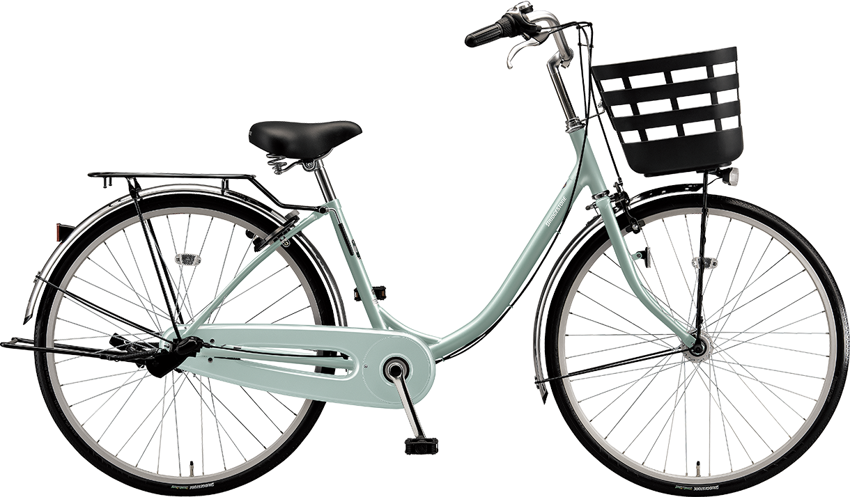 買い物向け自転車 フレーミー E.Xグレイッシュミント/点灯虫モデル色の写真