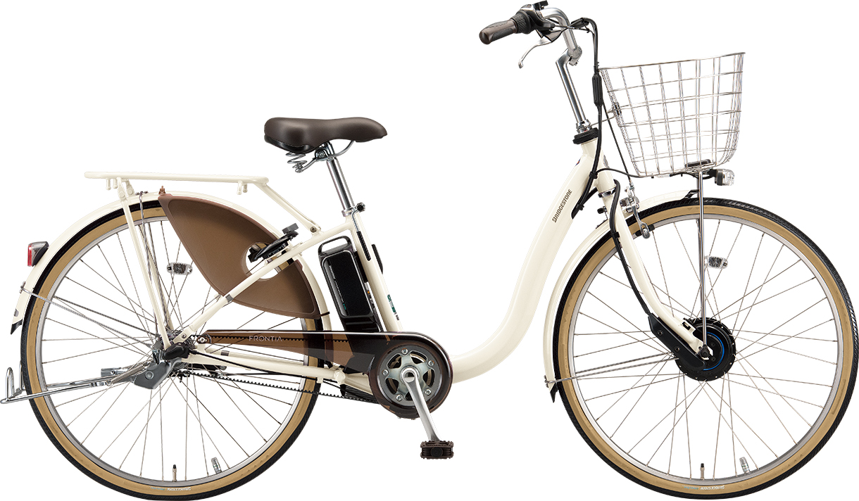 買い物向け電動アシスト自転車 フロンティア デラックス E.Xクリ－ムアイボリー色の写真