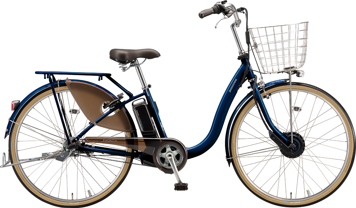 買い物向け電動アシスト自転車 フロンティア デラックス E.Xノーブルネイビー色の写真