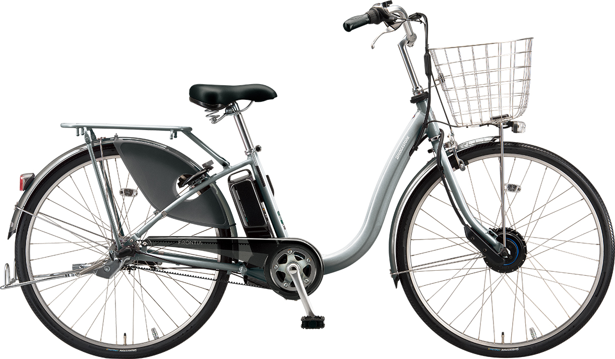 買い物向け電動アシスト自転車 フロンティア デラックス M.XHスパークルシルバー色の写真