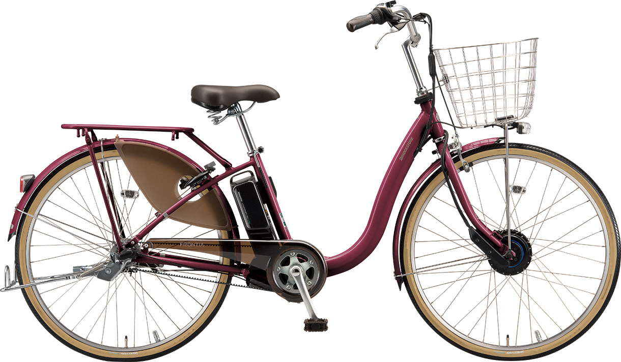 買い物向け電動アシスト自転車 フロンティア デラックス F.Xベルベットローズ色の写真