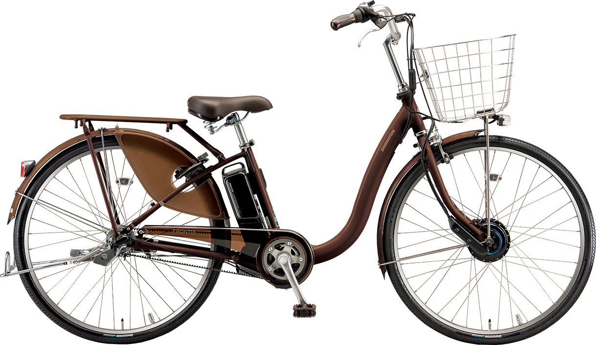 買い物向け電動アシスト自転車 フロンティア デラックス P.Xショコラブラウン色の写真