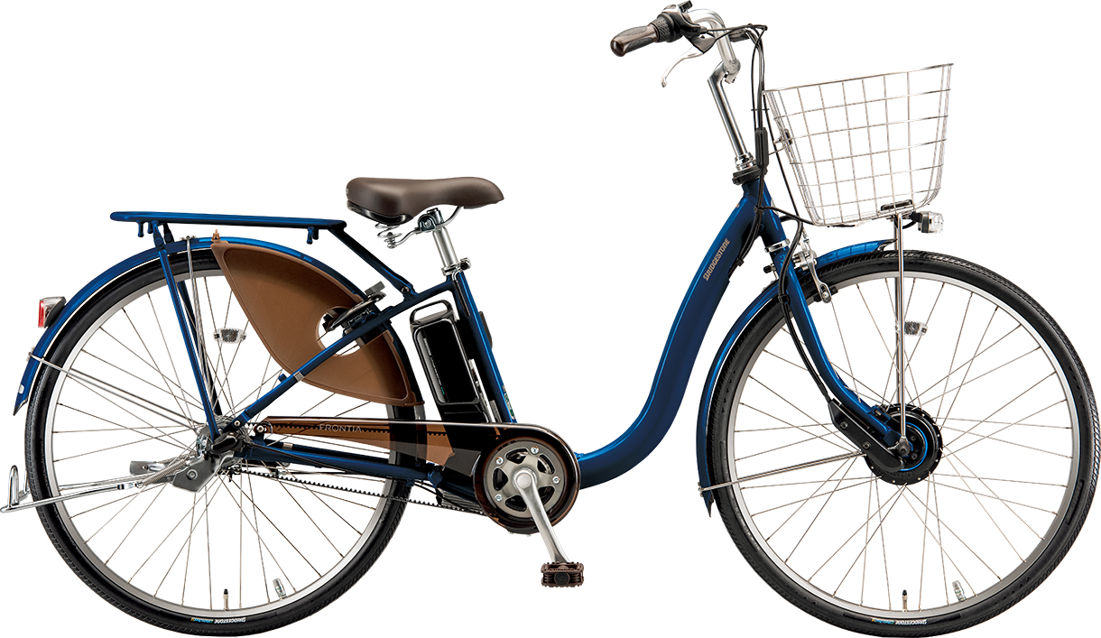 買い物向け電動アシスト自転車 フロンティア デラックス E.Xノーブルネイビー色の写真