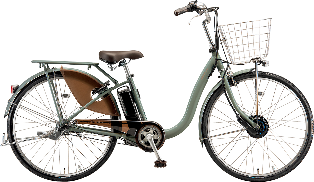 買い物向け電動アシスト自転車 フロンティア デラックス M.ソフトカーキ色の写真