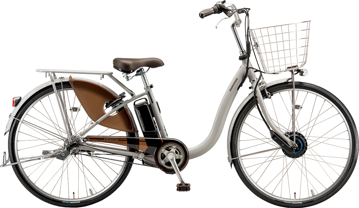 買い物向け電動アシスト自転車 フロンティア デラックス E.Xアーバングレー色の写真