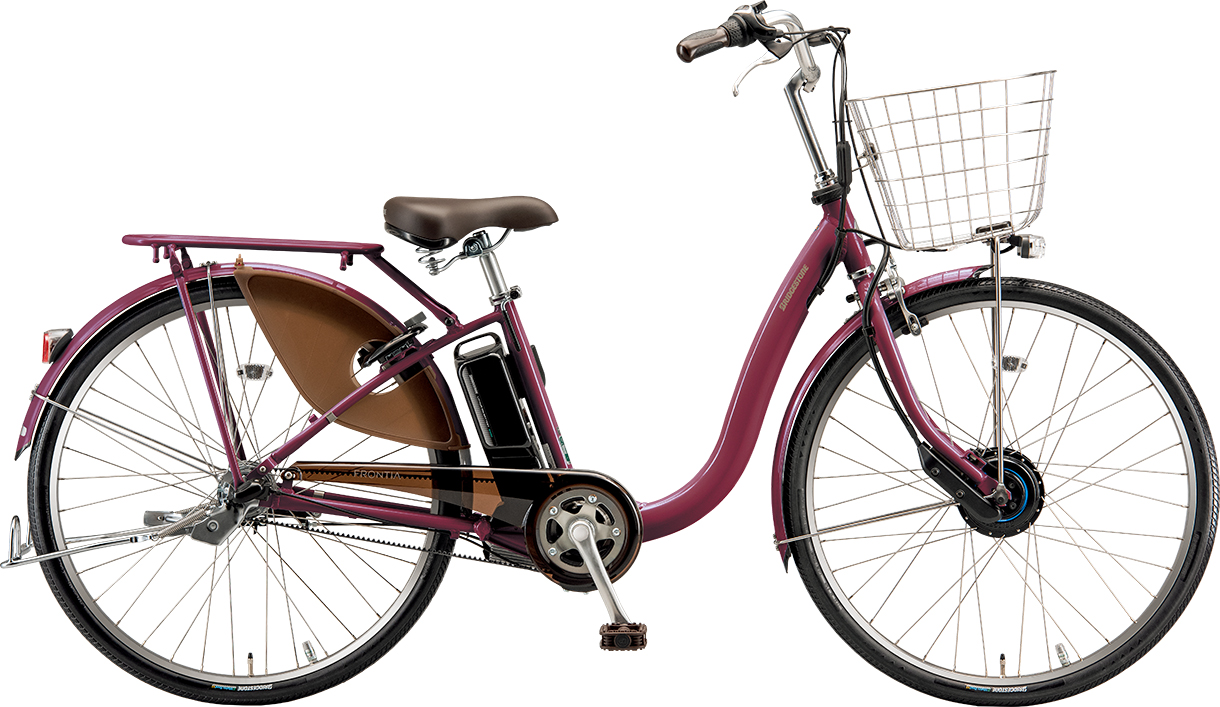 買い物向け電動アシスト自転車 フロンティア デラックス F.Xベルベットローズ色の写真