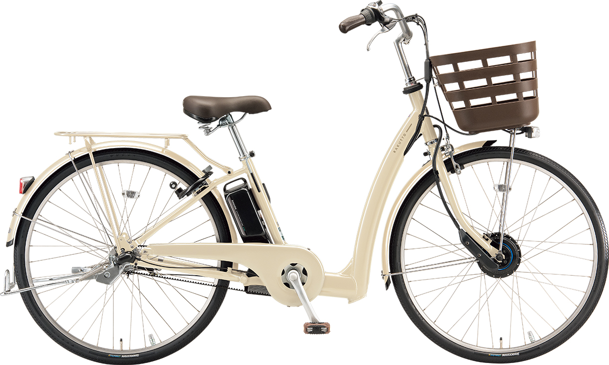 買い物向け電動アシスト自転車 ラクット 26インチ P.Xシルキーベージュ色の写真