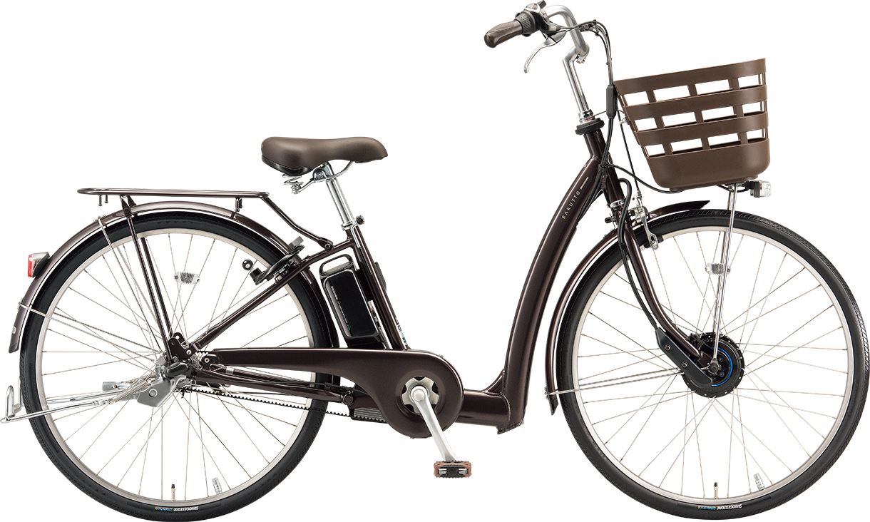 買い物向け電動アシスト自転車 ラクット 26インチ M.Xアンバーブラウン色の写真